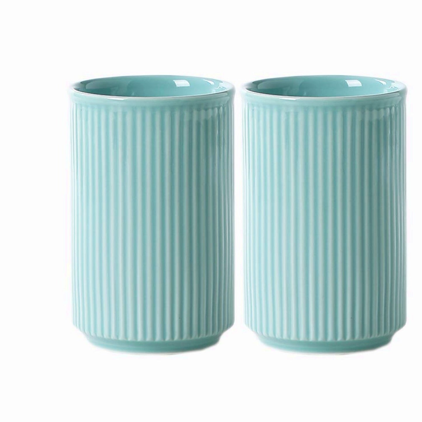 2pcs Vertical Stripes Porcelain Tumbler Cup