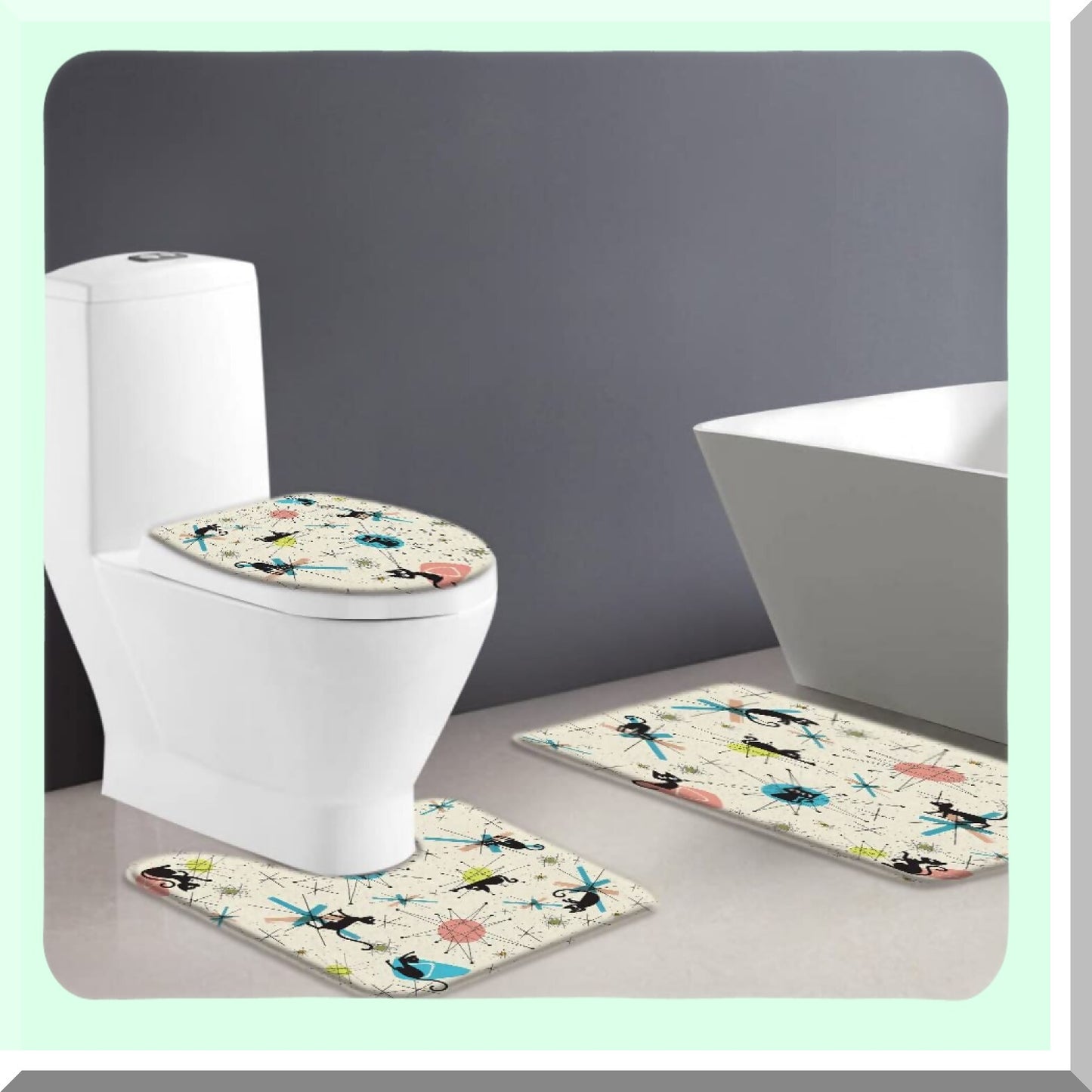 3-Piece Vintage Atomic Starbursts Bath Mat Set