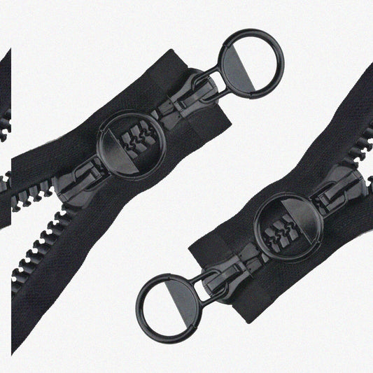 2 Pcs Black Heavy Duty Plastic Zippers 150cm