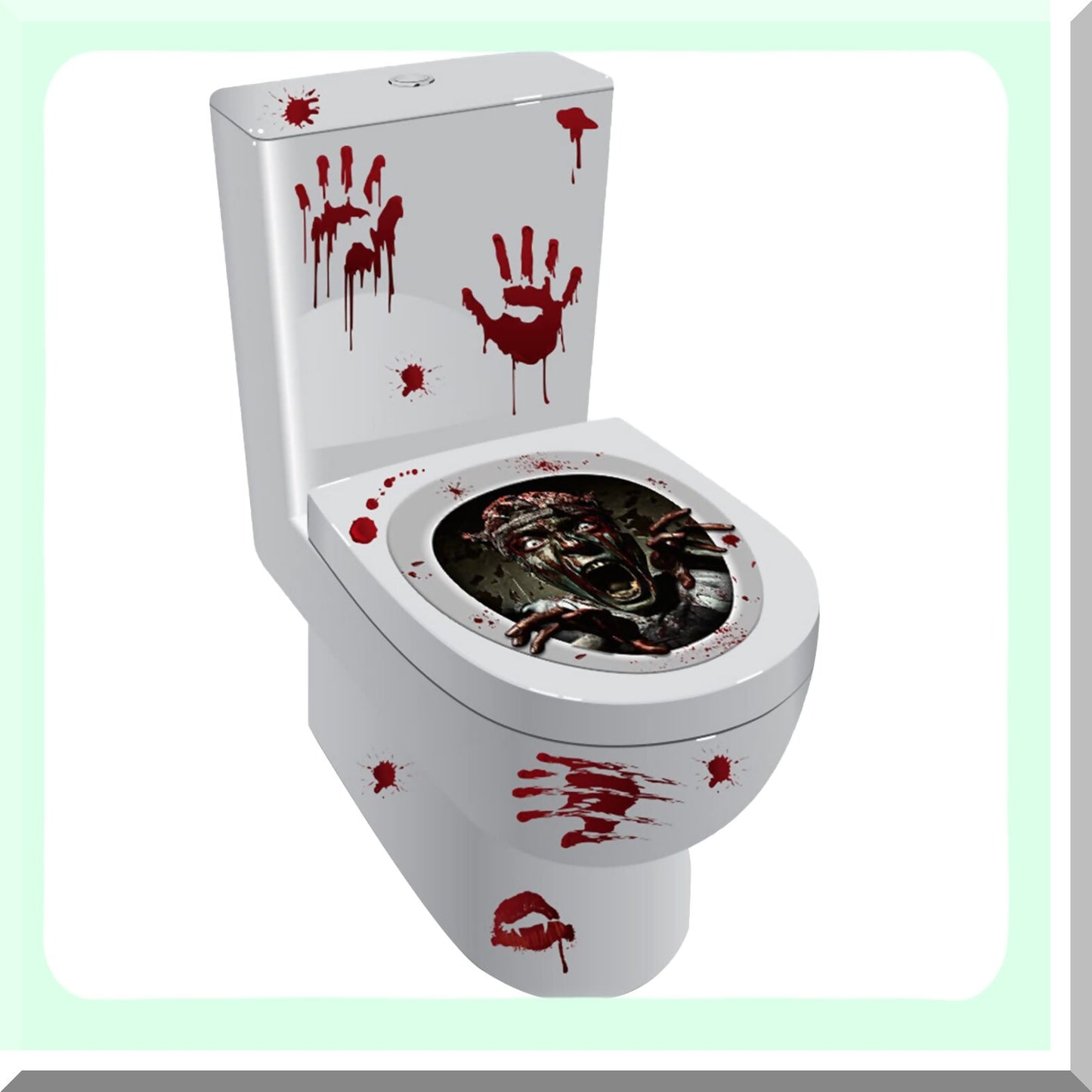 Zombie Scream Tet Lid Decals Brown Bloody Bathroom Rat Vinyl