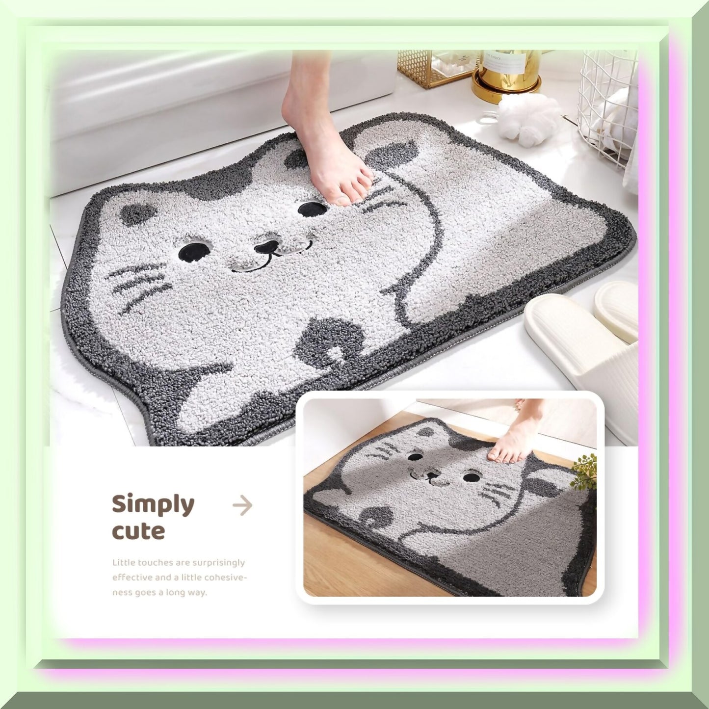 Animal Bathroom Rug 19" x 28" Microfiber Non-Slip
