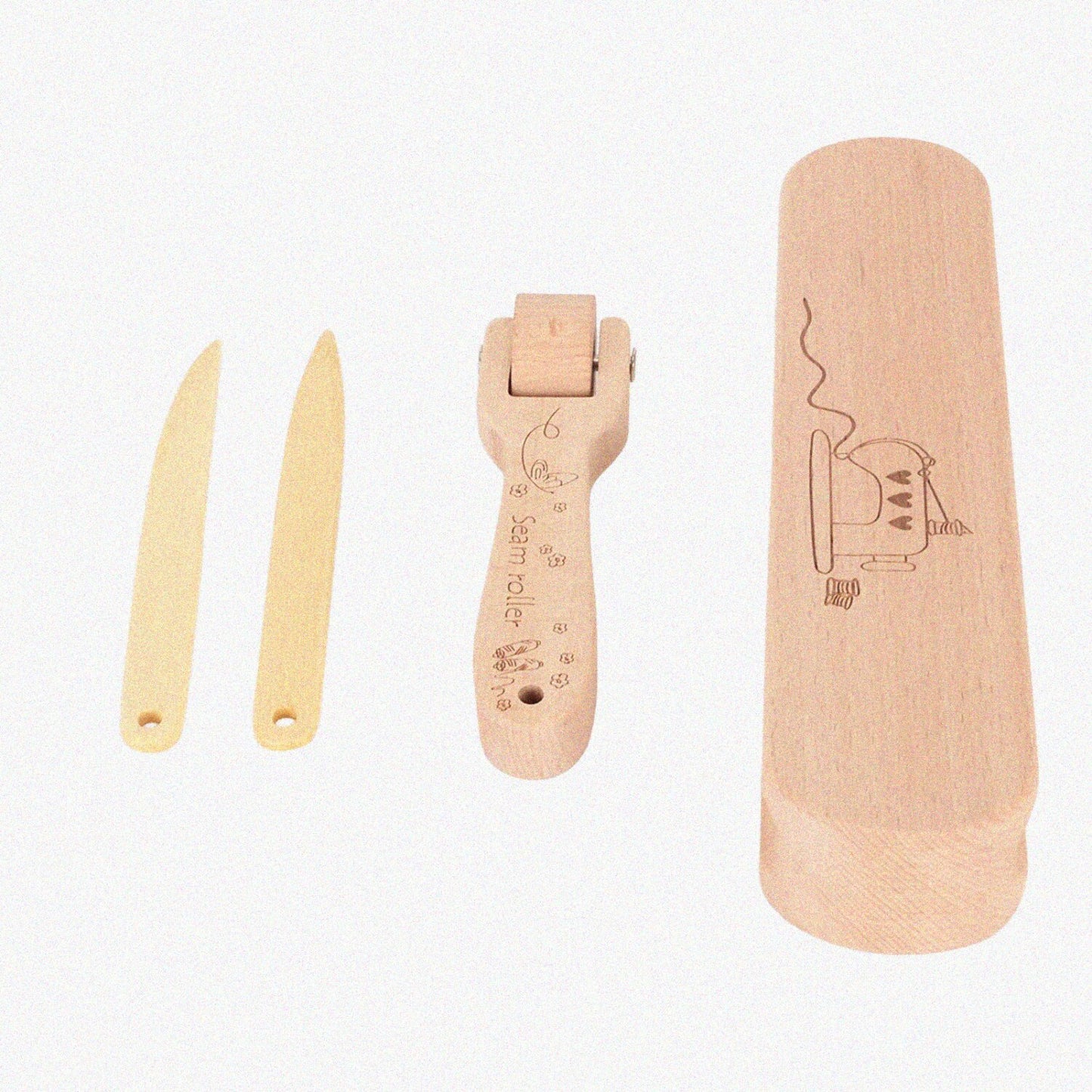Wooden Sewing Tools Set with Clapper, Roller, and Turners