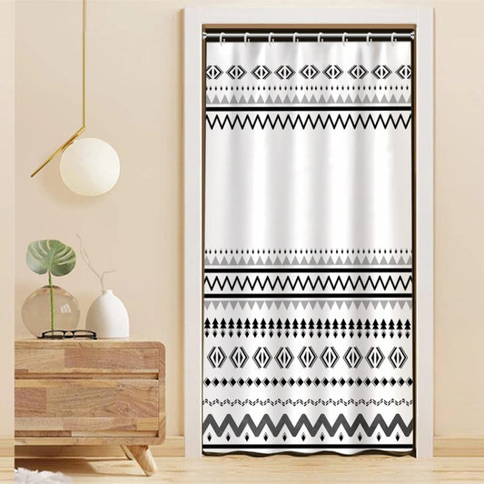 White Black Geometric Fabric Shower Curtain 48x72 inches