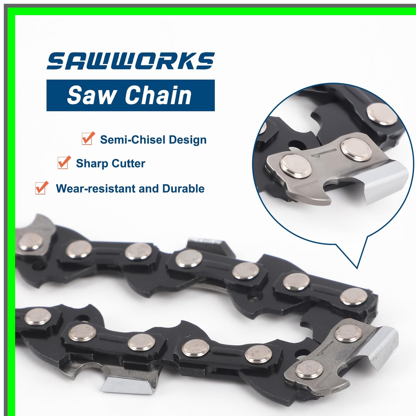 Durable 20 Inch Chainsaw Chain Set for Stihl, Blue Max, Oregon Compatibility