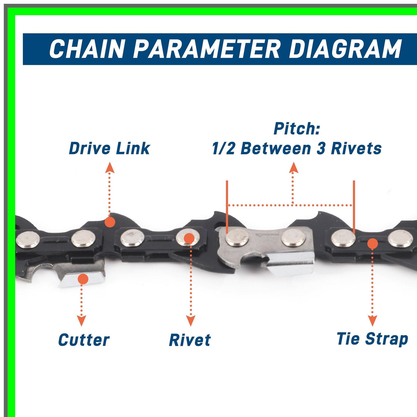 Durable 20 Inch Chainsaw Chain Set for Stihl, Blue Max, Oregon Compatibility