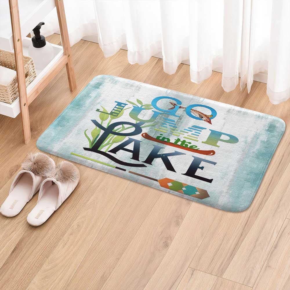 Rustic RV BathMat 17x29 Fish on Teal Non-Slip