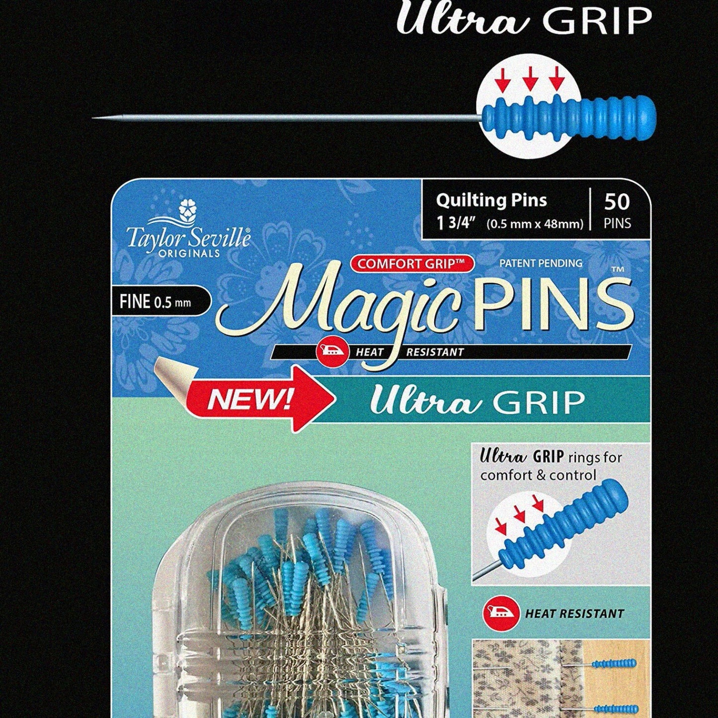 Pin Ultra Grip Quilting Fine 50pc