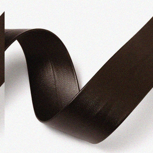 Dark Brown Polyurethane Leather Fold-Over Trim 25mm