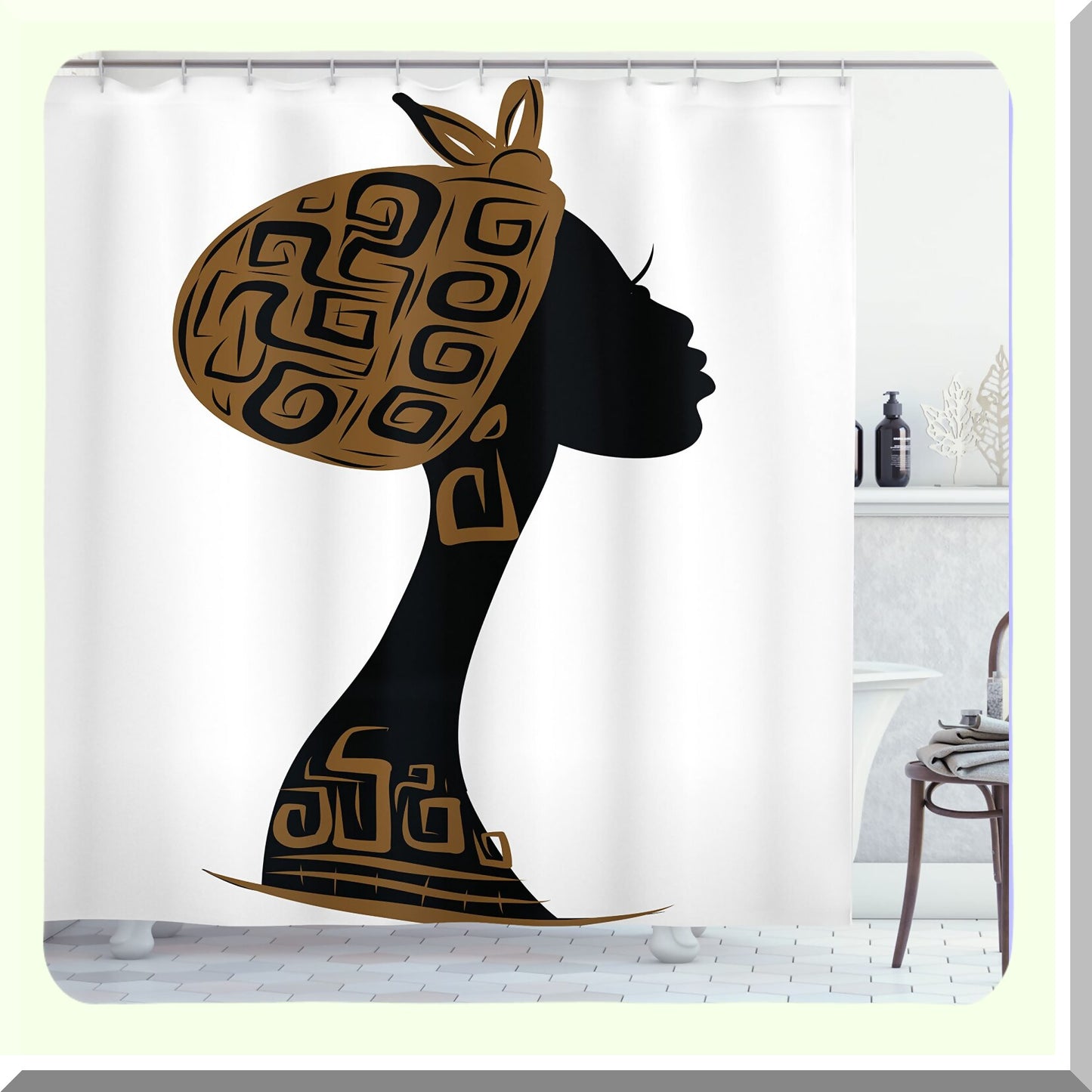 African Face Profile Shower Curtain 69x70 inches