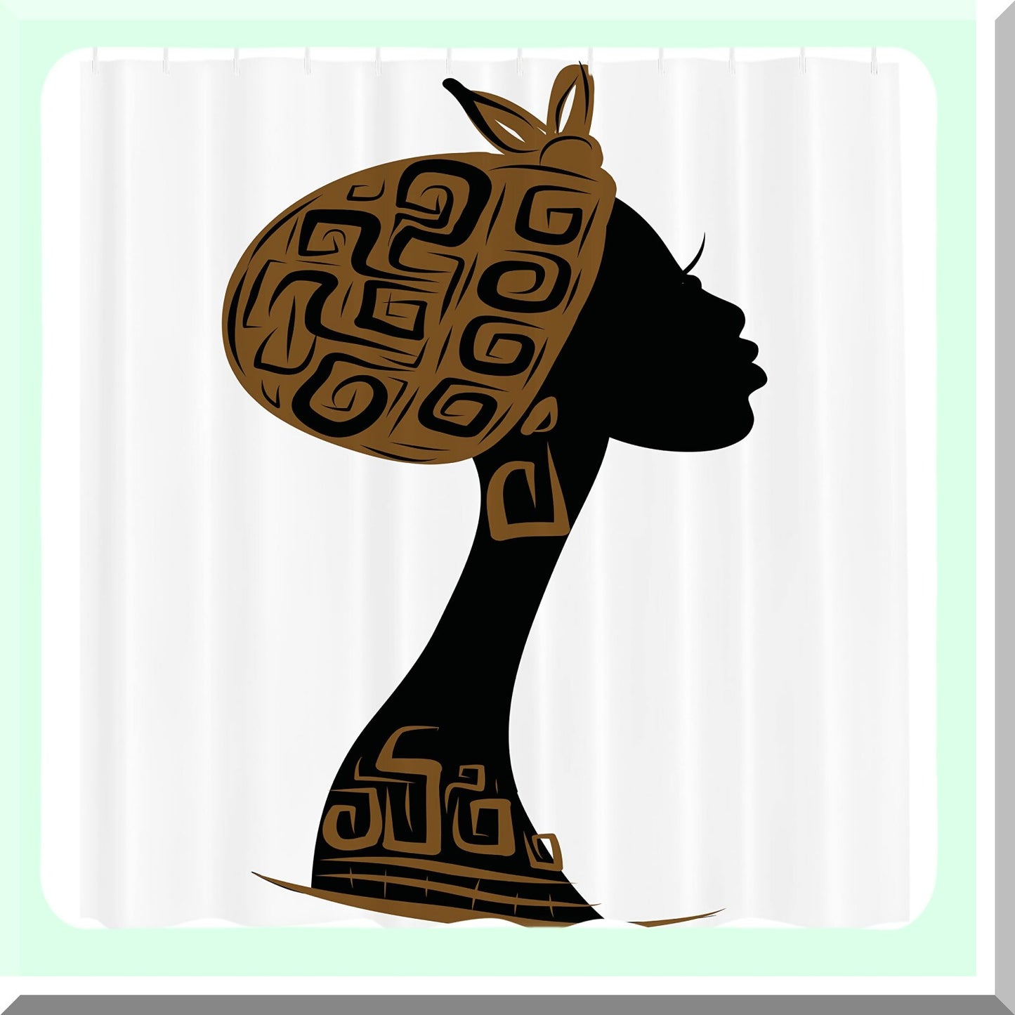 African Face Profile Shower Curtain 69x70 inches