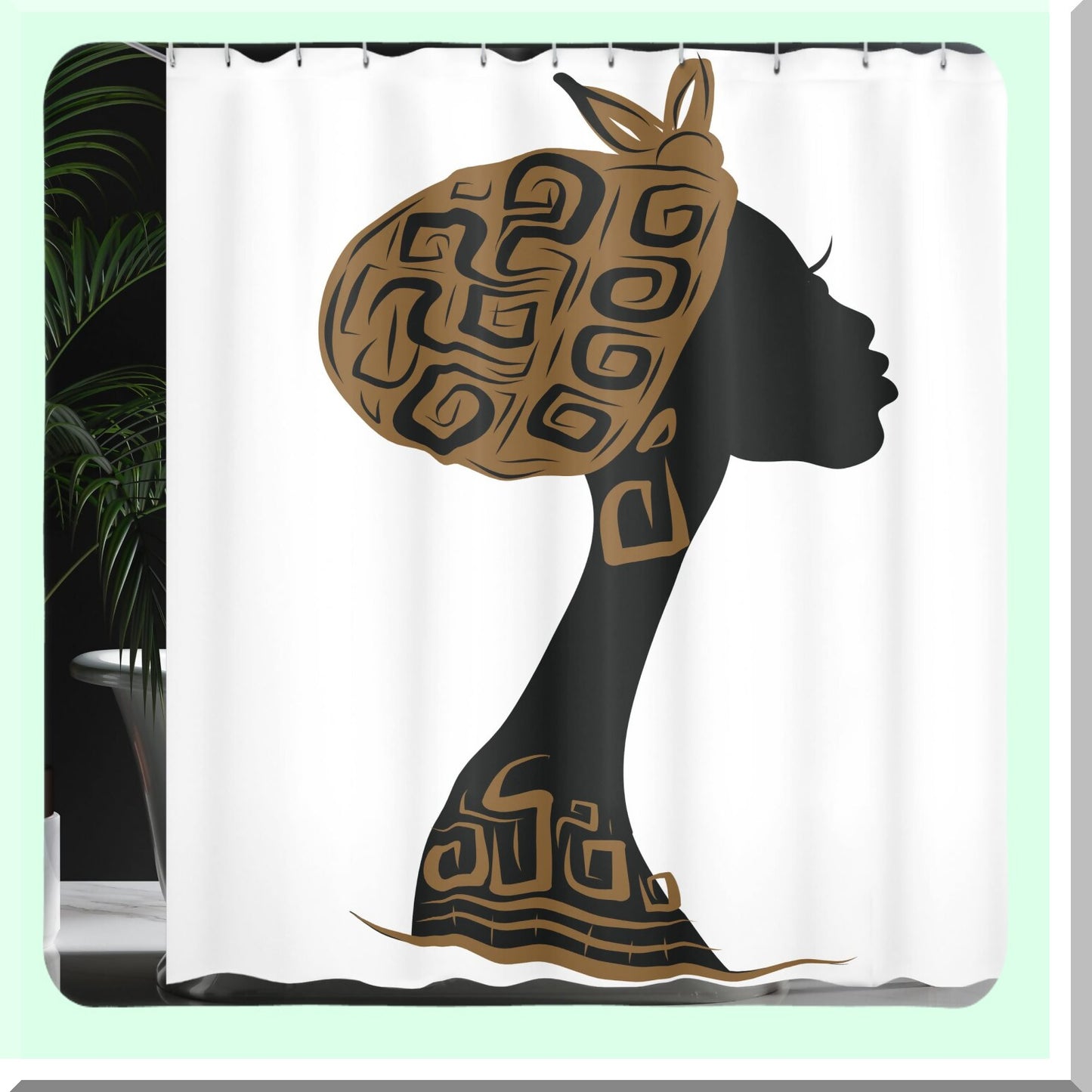 African Face Profile Shower Curtain 69x70 inches