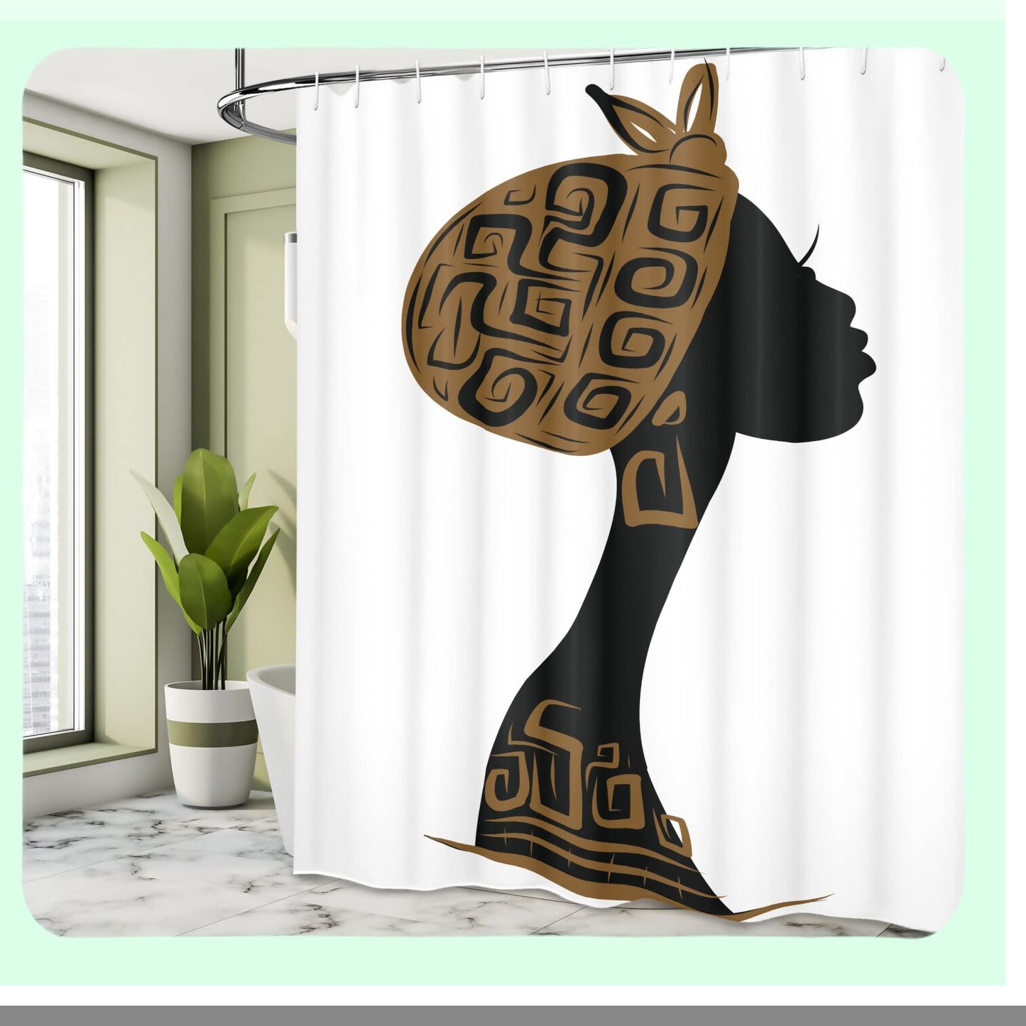 African Face Profile Shower Curtain 69x70 inches