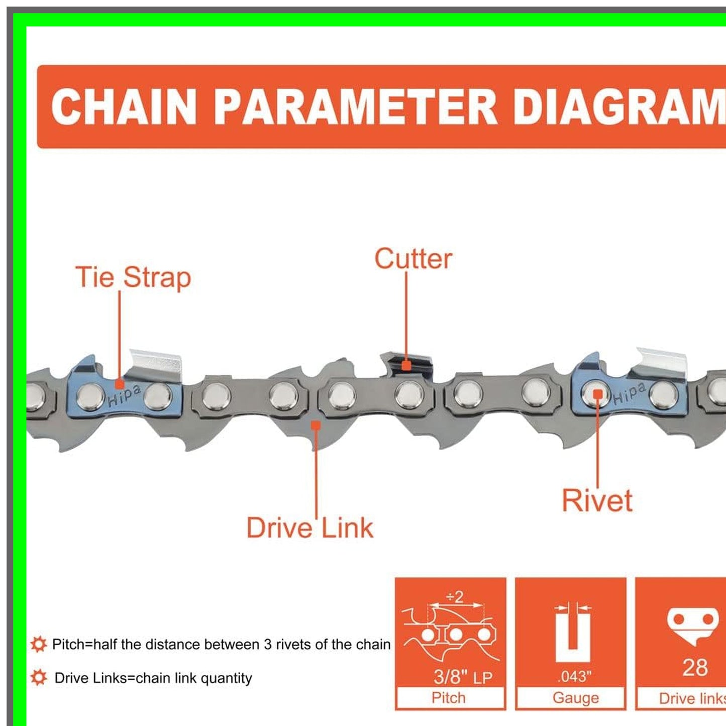 6 Inch Replacement Chainsaw Chain for Milwaukee M12 Hatchet and Remington