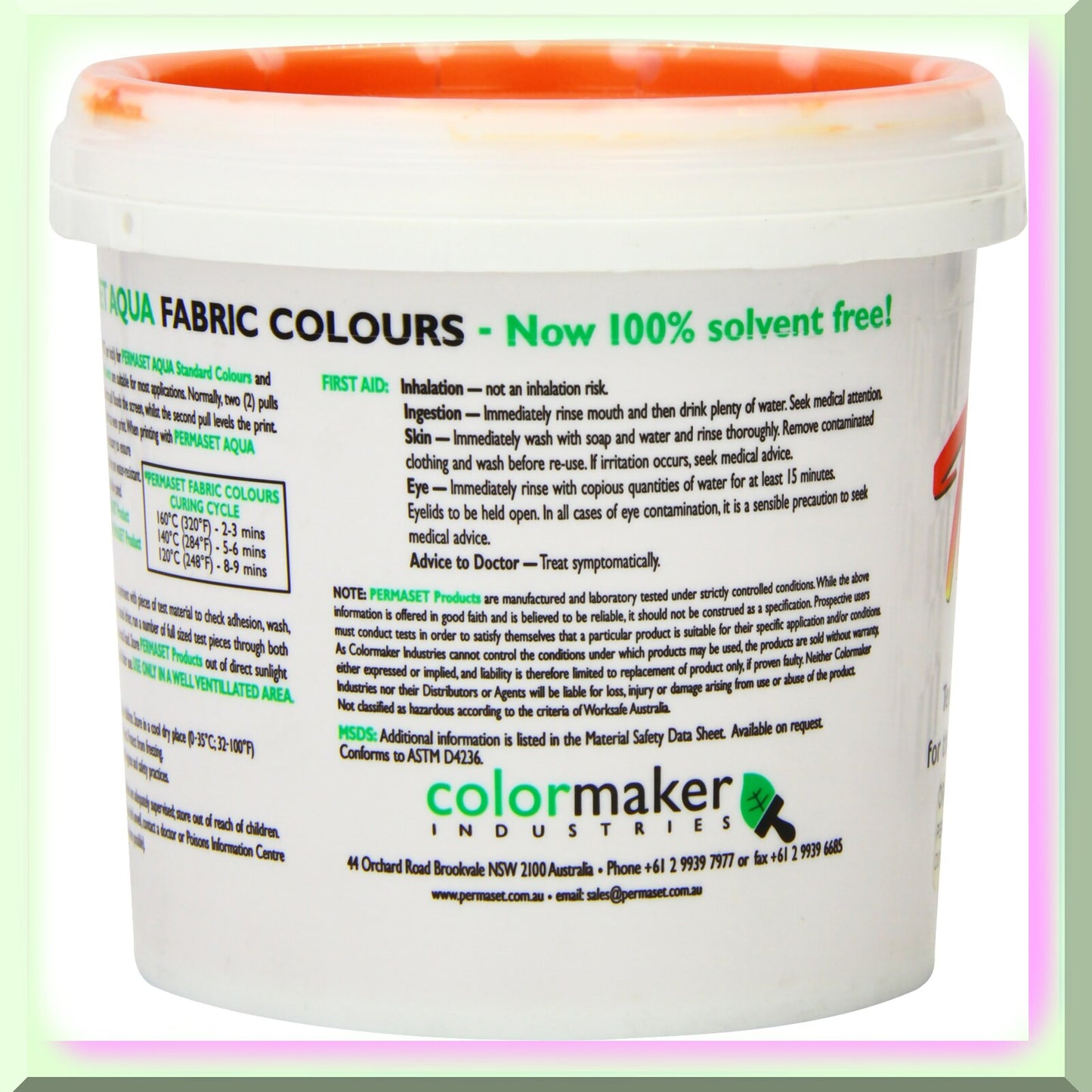 Orange Crush Fabric Ink 1L for Screenprinting