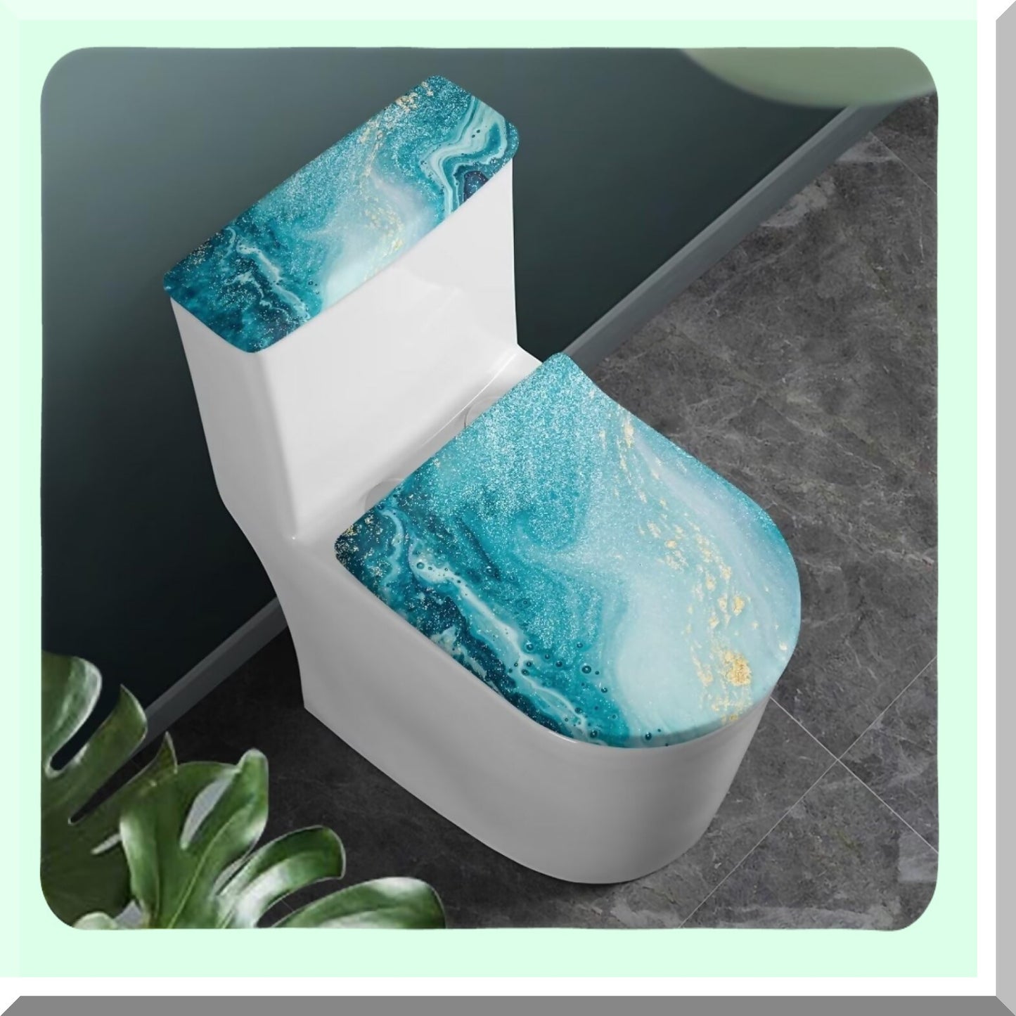 Blue Marble Tet Lid and Tank Cover Set 2 Pack