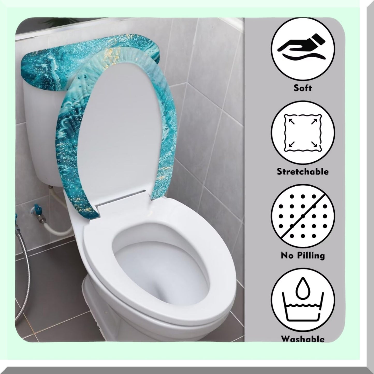 Blue Marble Tet Lid and Tank Cover Set 2 Pack