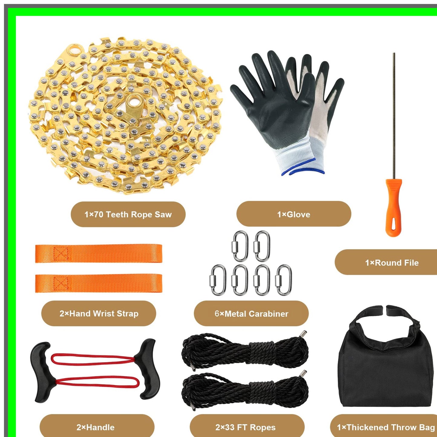 High Limb Rope Saw Kit with 70 Sharp Teeth for Effortless Tree Cutting