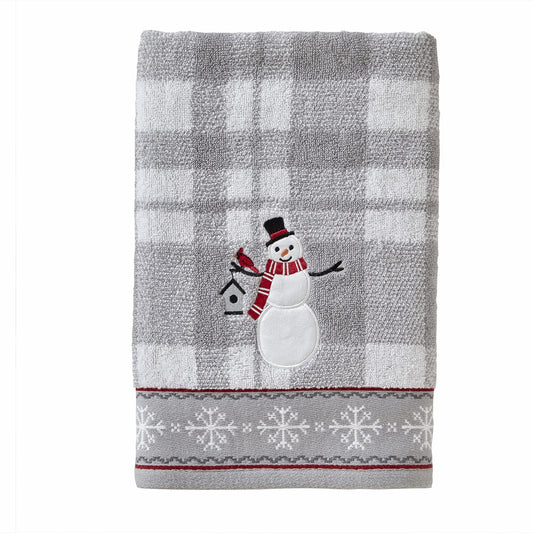 Whistler Snowman Gray Bath Towel 24x48