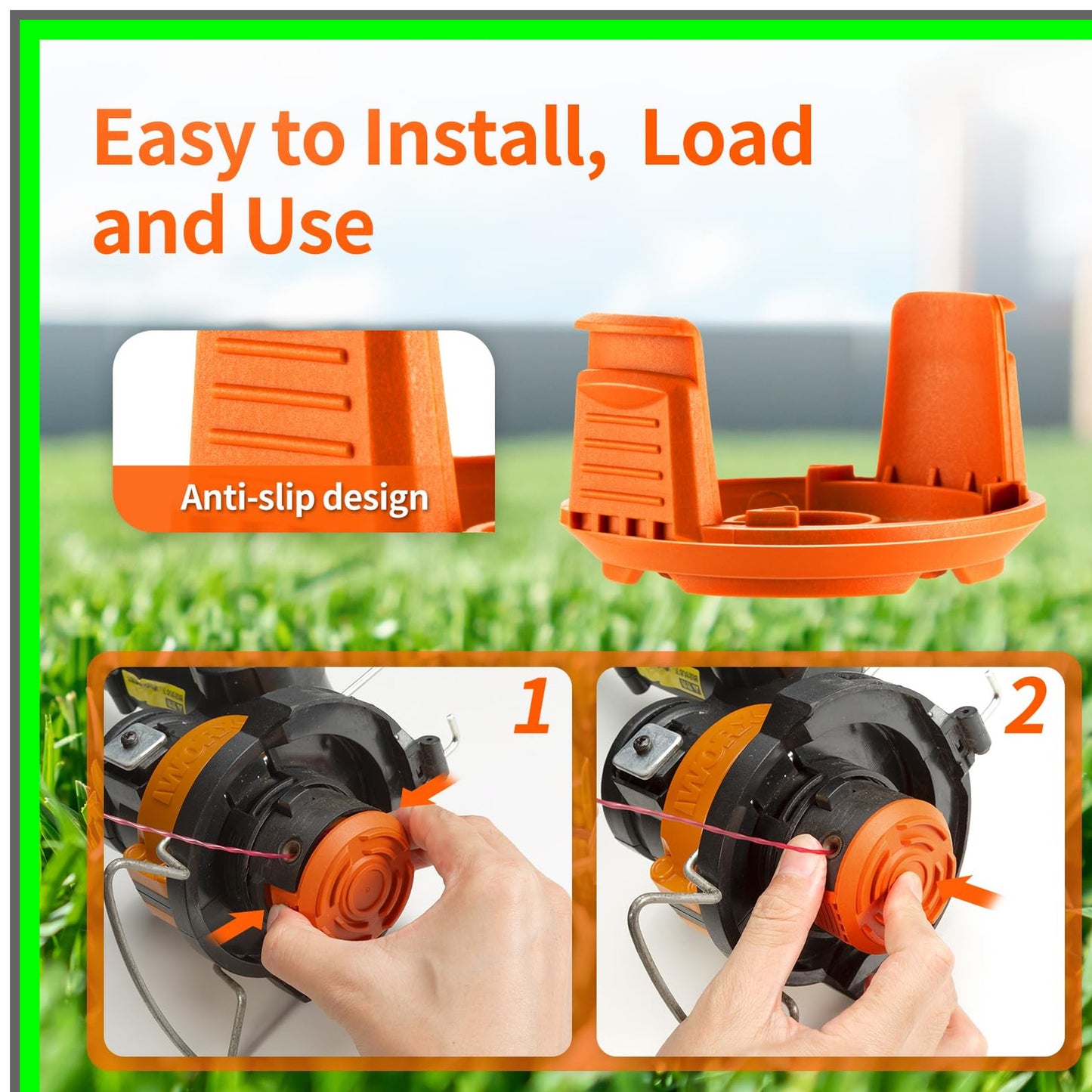 Trimmer Spool Cap Covers for Worx String Trimmers - 3-Pack Replacement