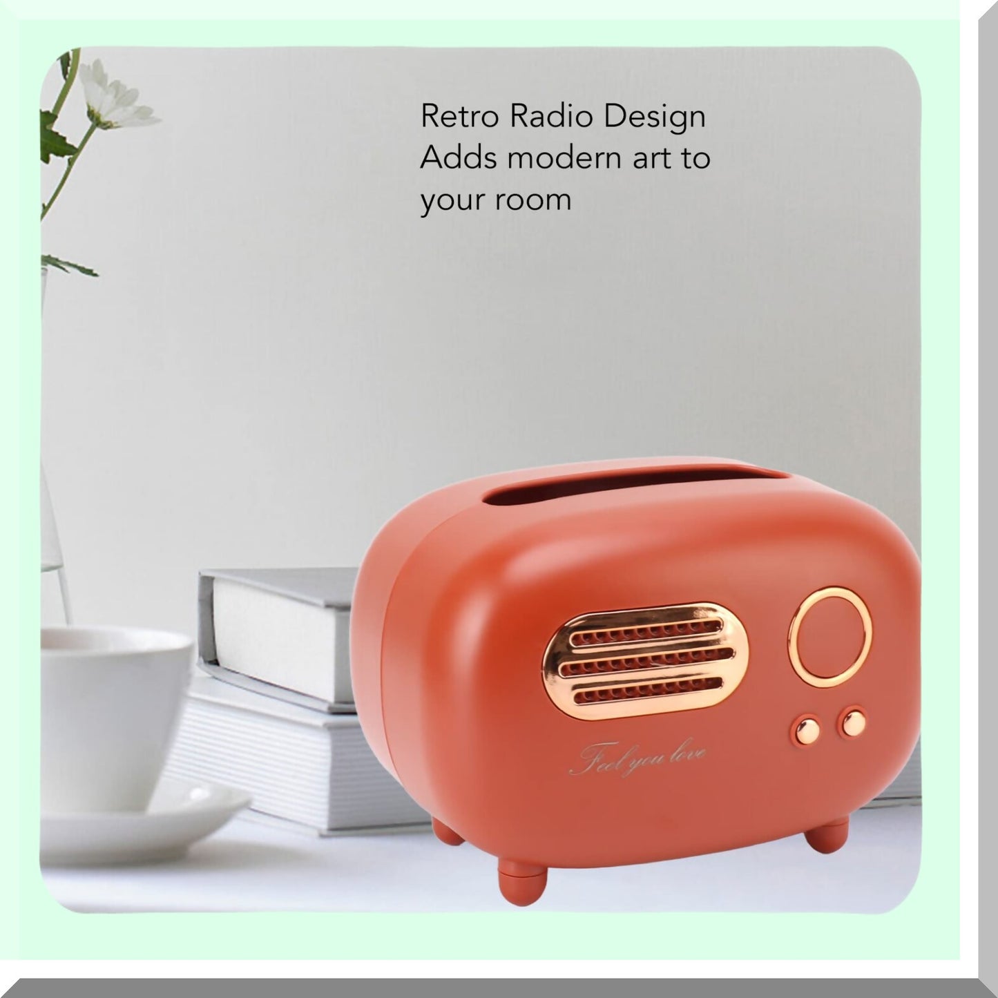 Retro Radio Tissue Box Cover Red