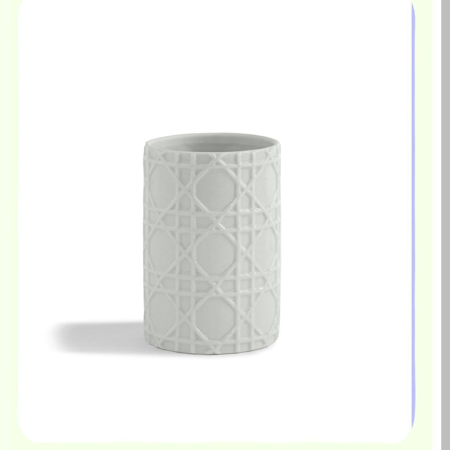 Rattan Tumbler White Embossed Porcelain