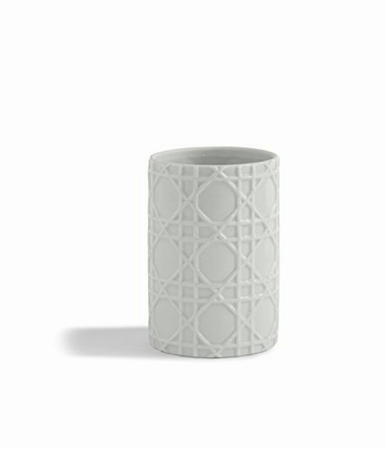 Rattan Tumbler White Embossed Porcelain