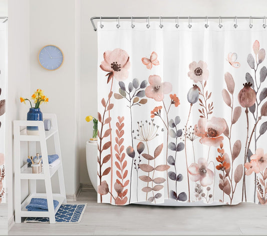 Fall Wild Flower Watercolor Shower Curtain 70x70 Inch