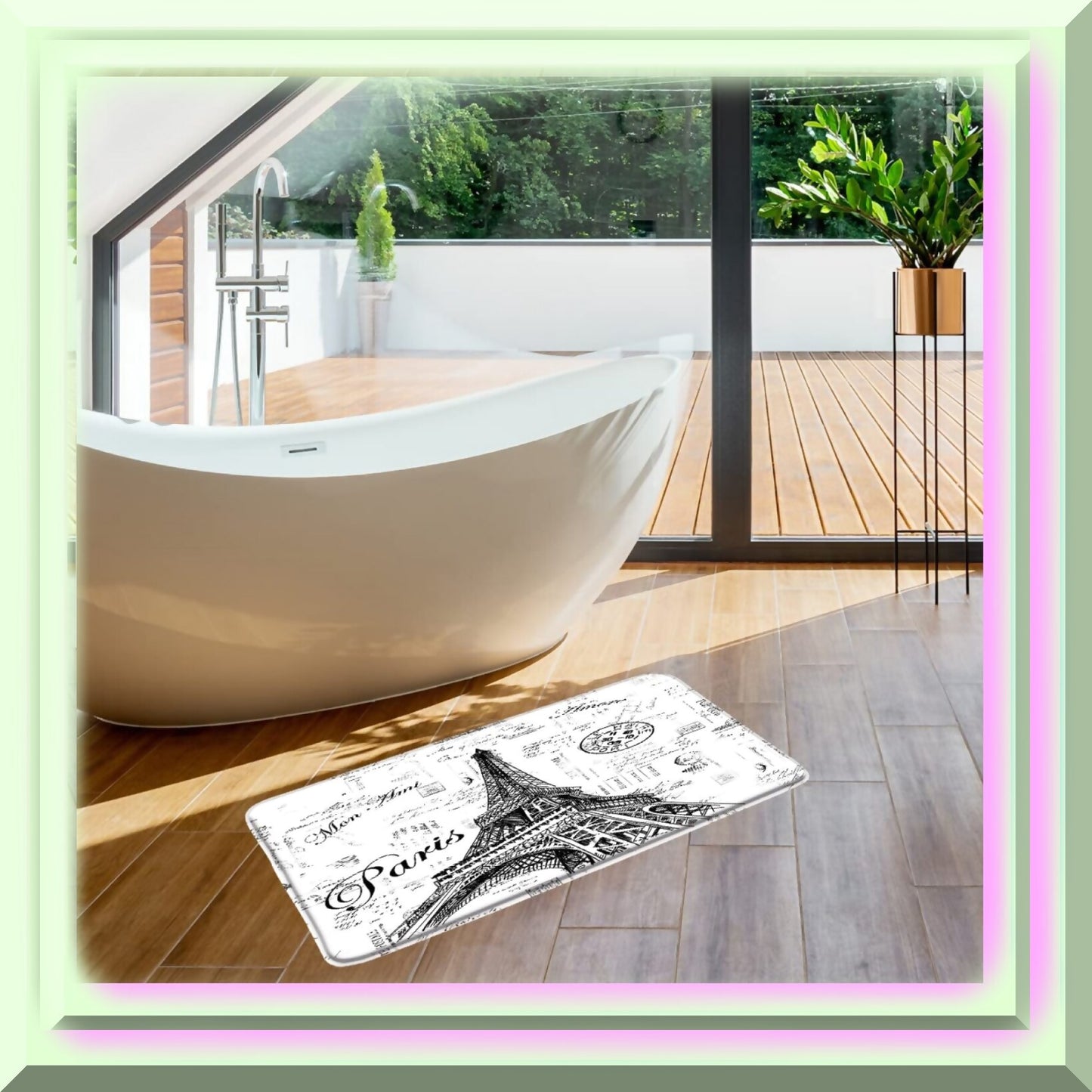 Eiffel Tower Bath Mat 18x30 Inch Microfiber