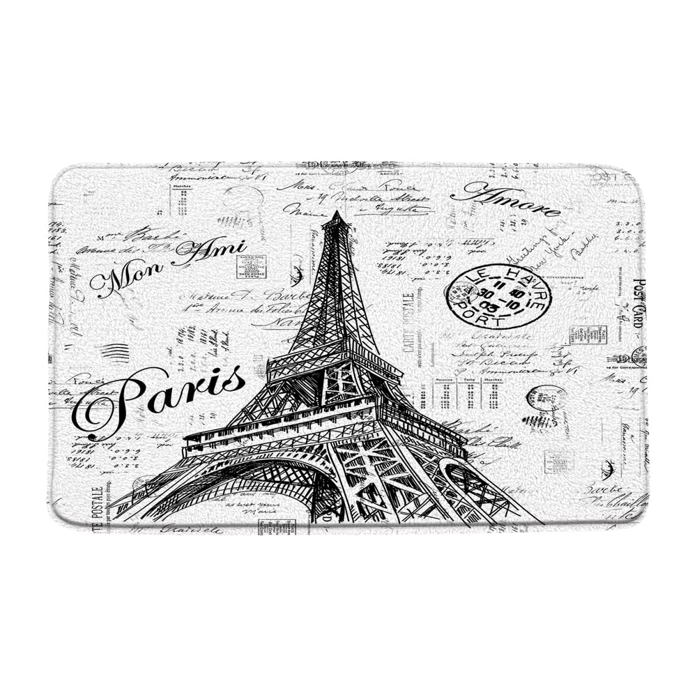 Eiffel Tower Bath Mat 18x30 Inch Microfiber