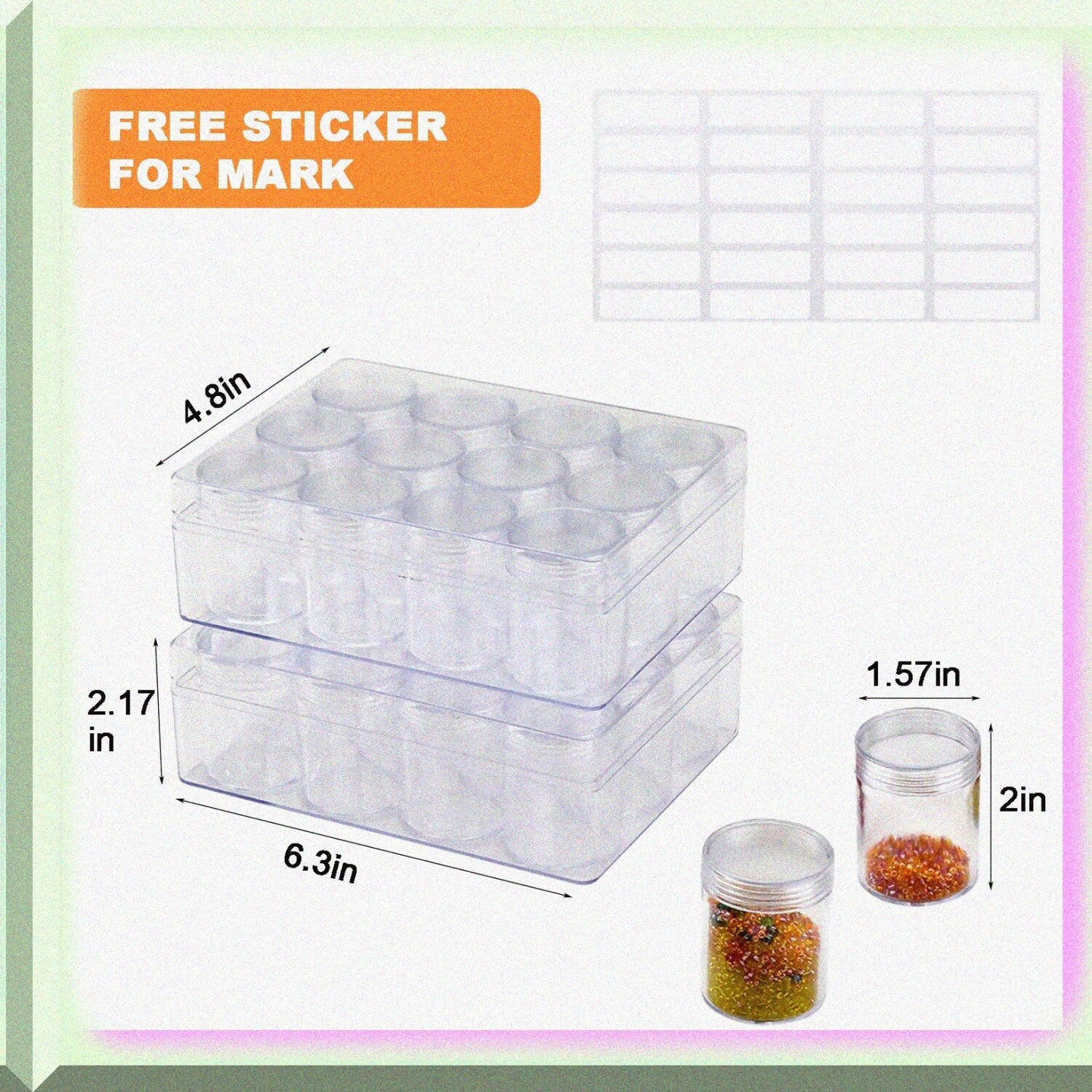 12 Grids Plastic Storage Containers for Beads and Jewelry (2 Pack)