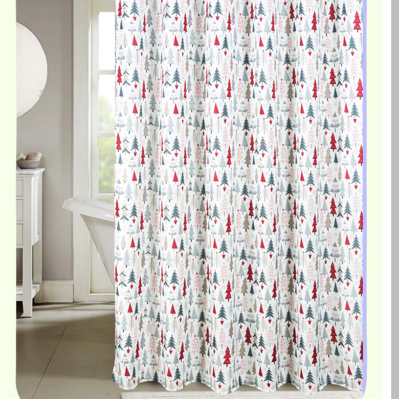 Holiday Winter Forest Fabric Shower Curtain