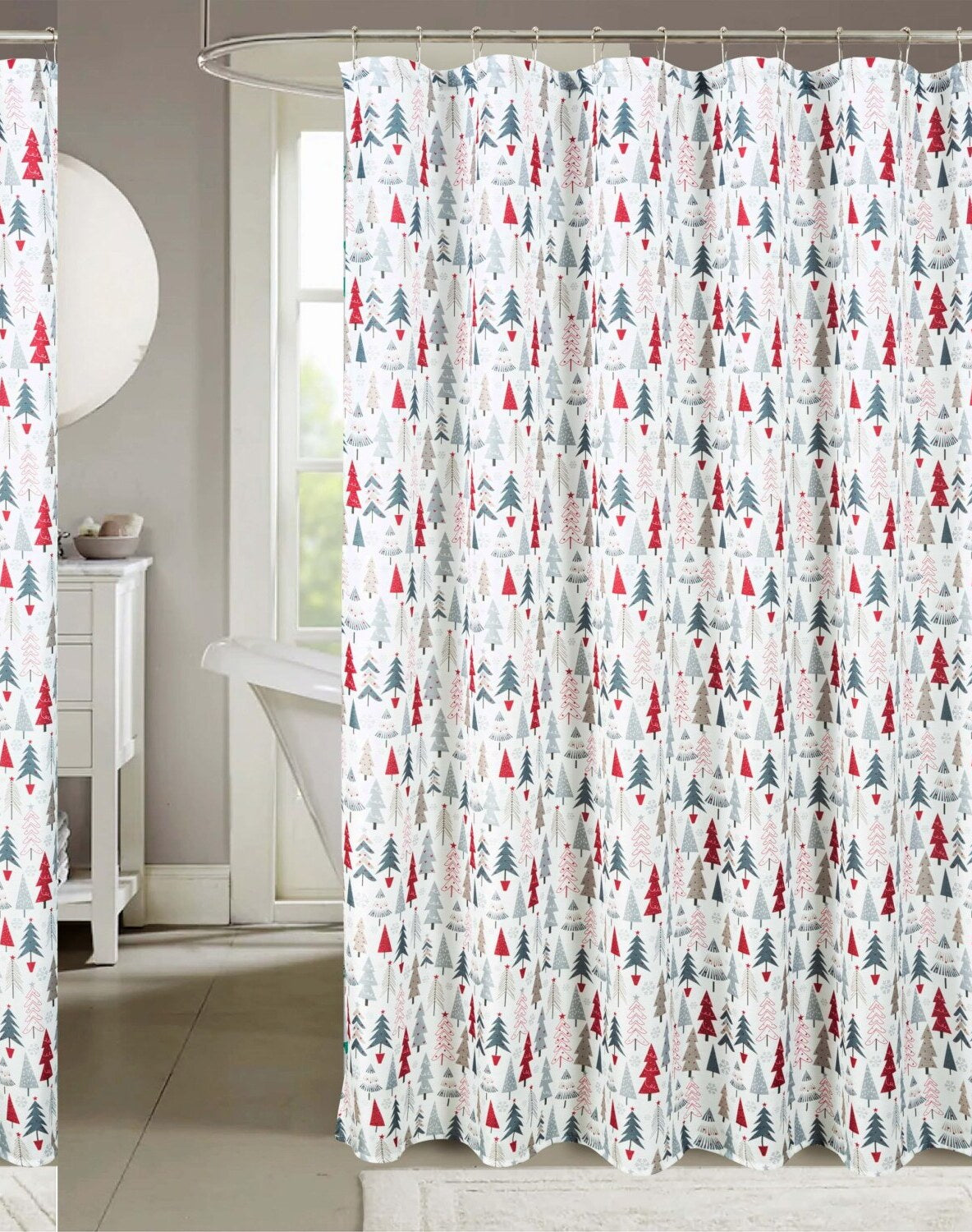 Holiday Winter Forest Fabric Shower Curtain