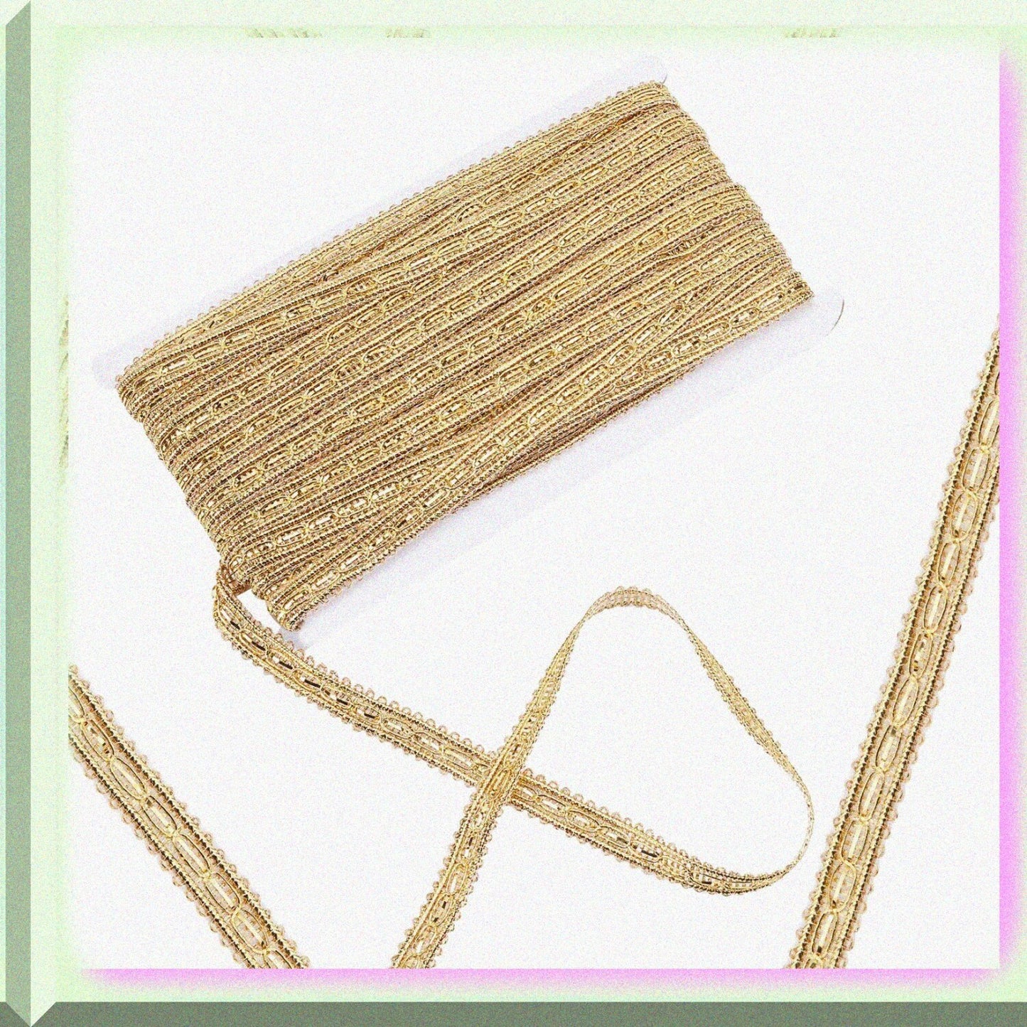 21.8 Yards Gold Shiny Lurex Gimp Braid Trim 14mm