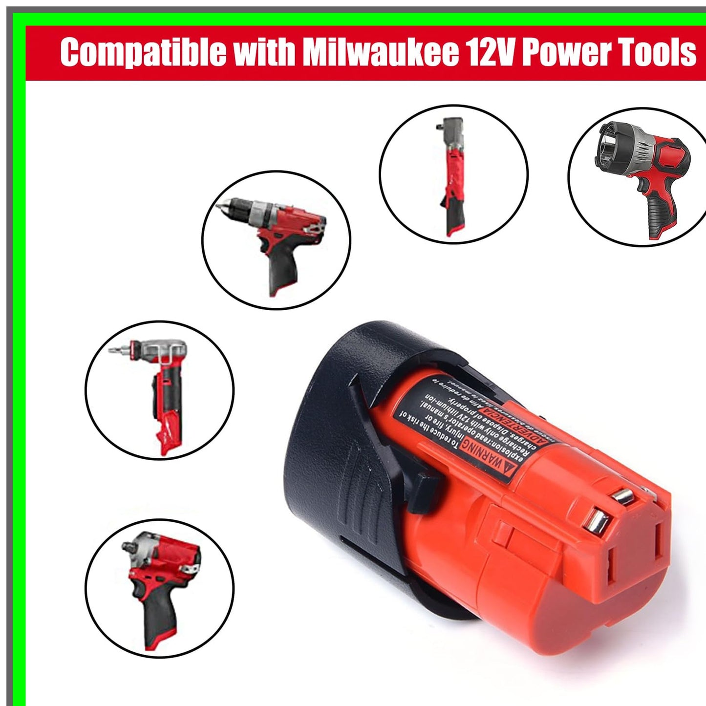 12V 3.0Ah Battery Replacement for Milwaukee Power Tools - 2 Pack