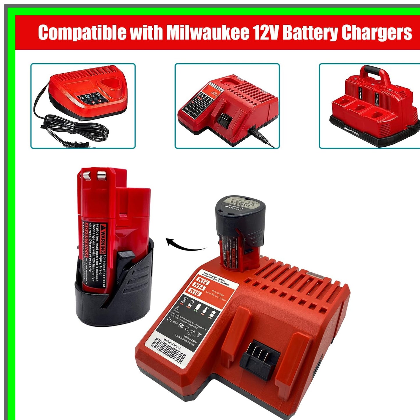 12V 3.0Ah Battery Replacement for Milwaukee Power Tools - 2 Pack