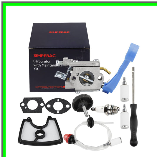 Husqvarna 125BV Carburetor Replacement Kit with Air Filter and Fuel Line