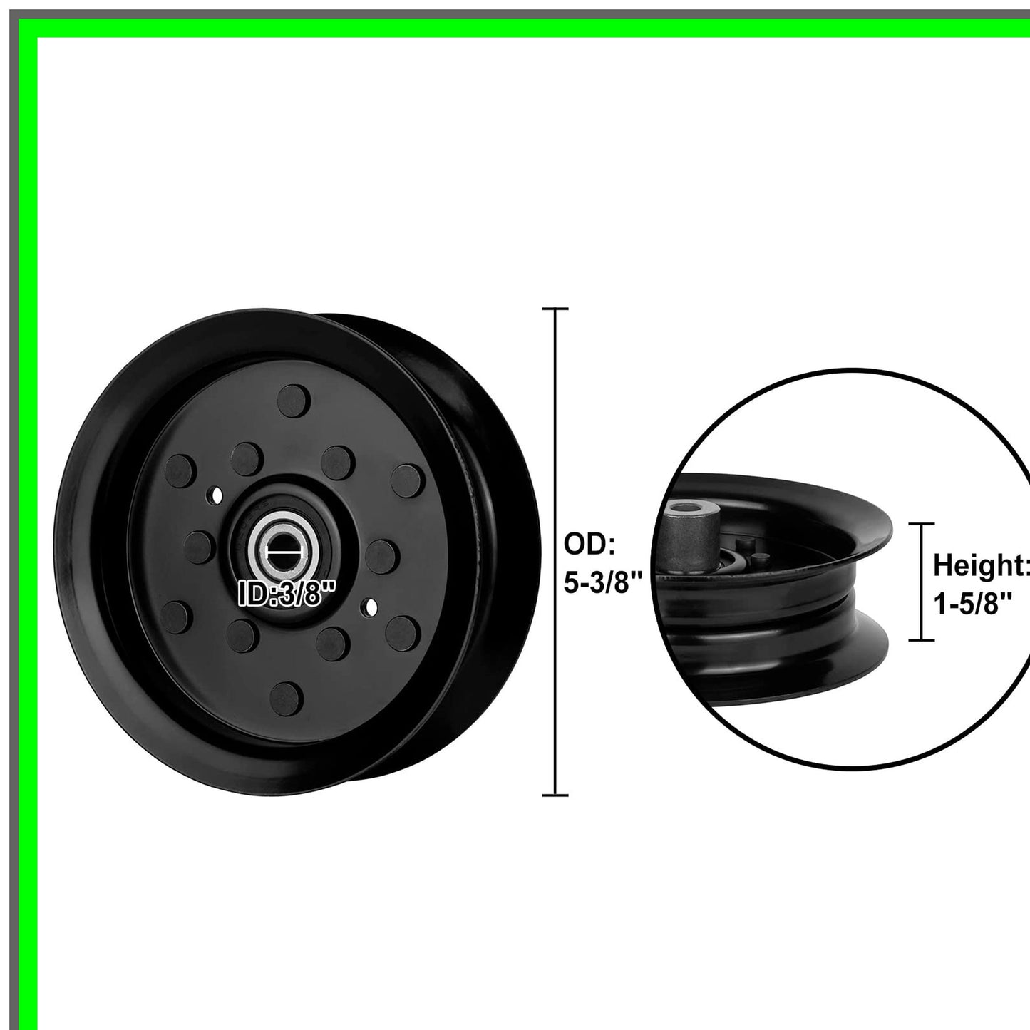 Flat Idler Pulley Bearing for Riding Lawn Mowers Compatible with Multiple Decks