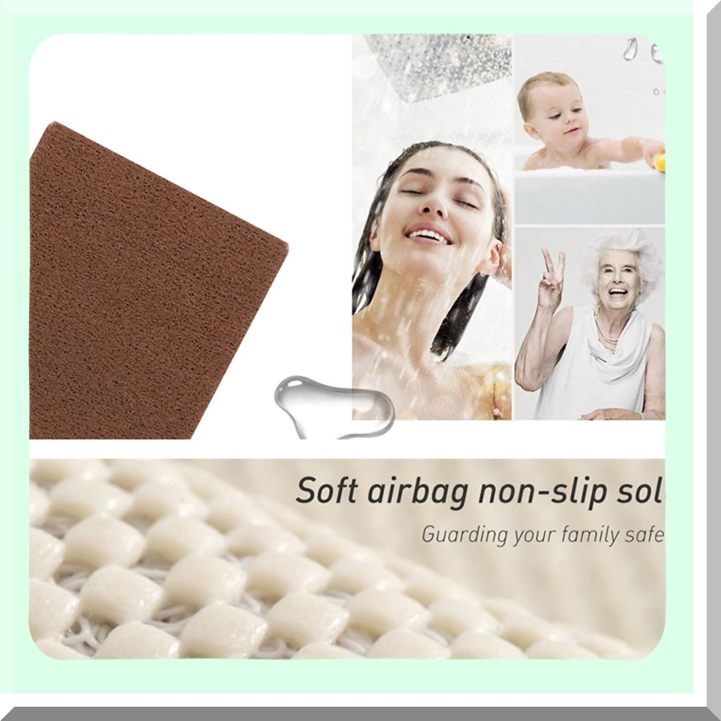 Gray Non-Slip Bath Mat 40x80cm