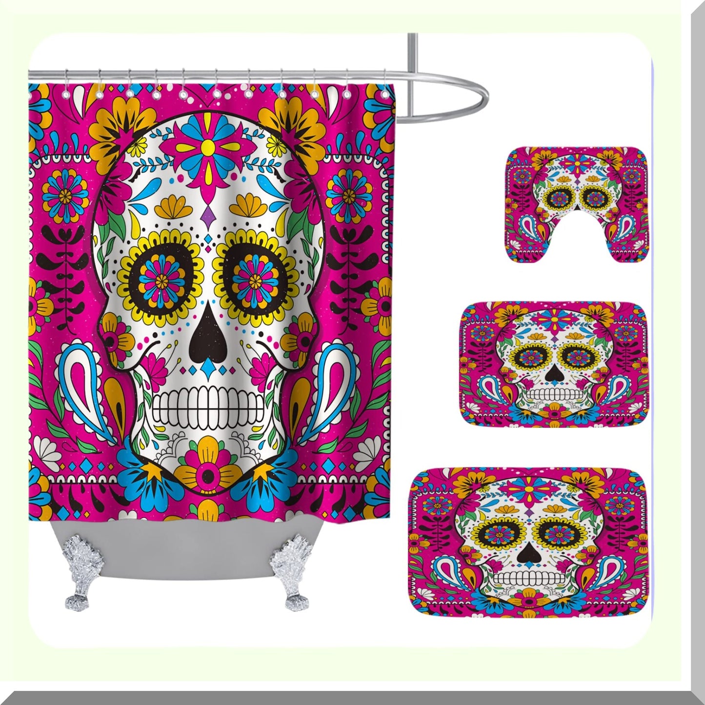 Sugar Skull Day of The Dead Shower Curtain Set