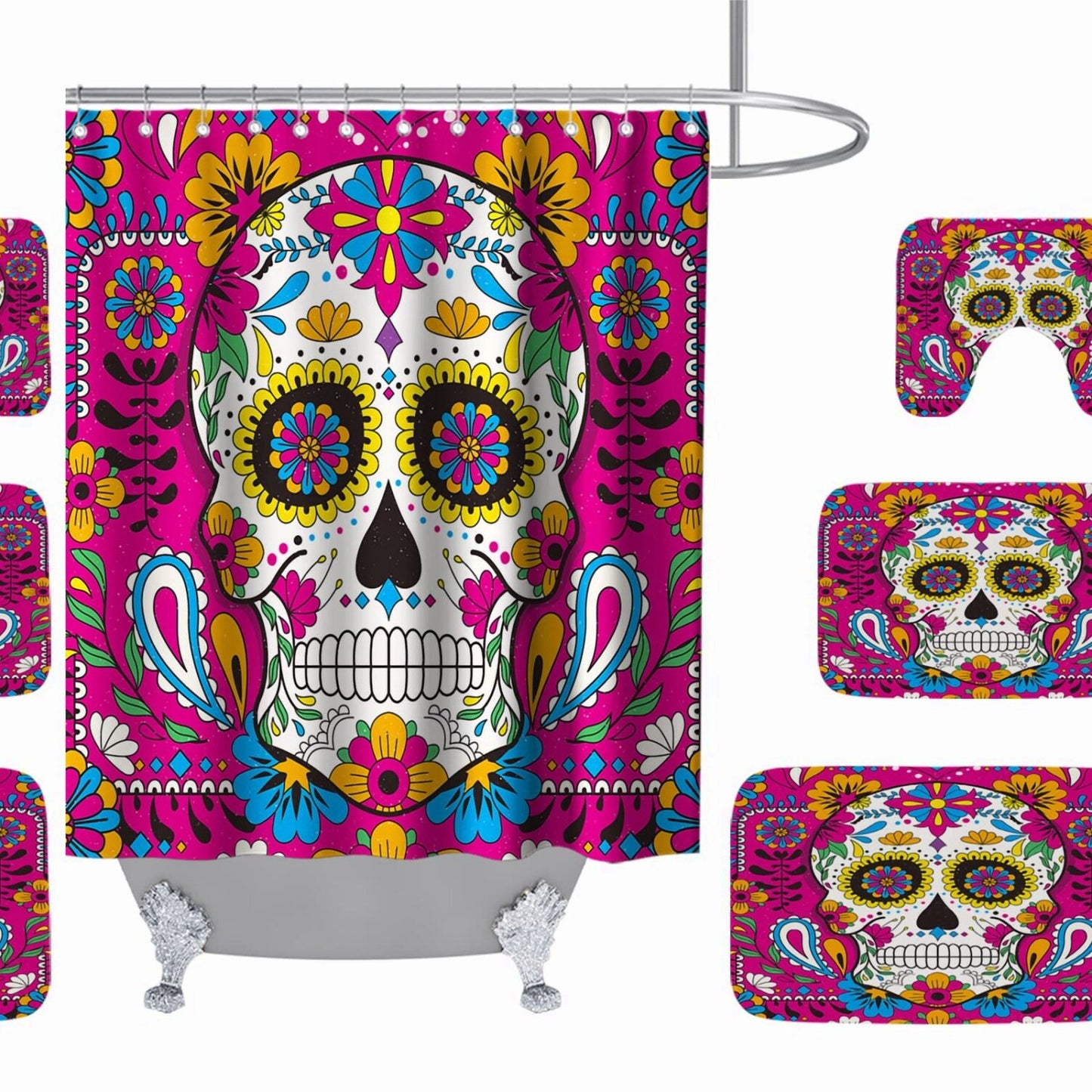 Sugar Skull Day of The Dead Shower Curtain Set