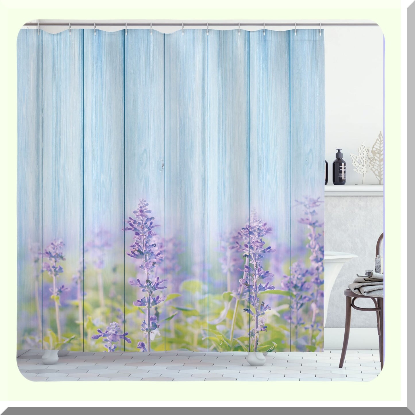 Floral Shower Curtain 69x70 Lilac Blue