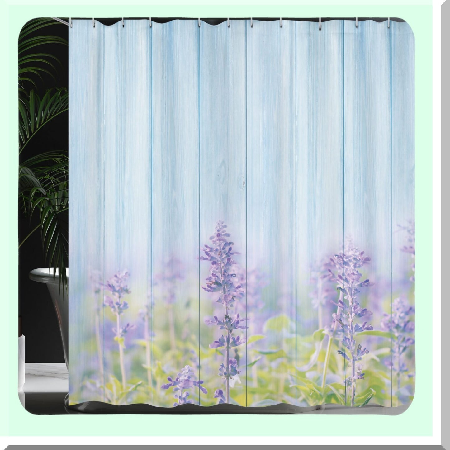 Floral Shower Curtain 69x70 Lilac Blue