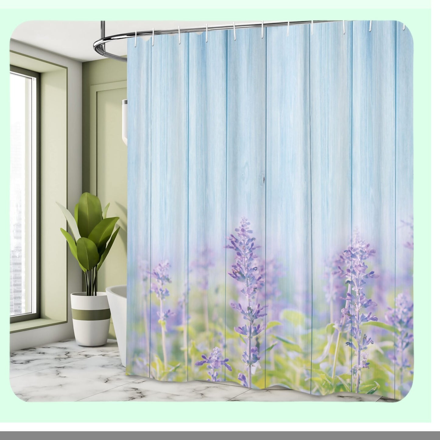 Floral Shower Curtain 69x70 Lilac Blue