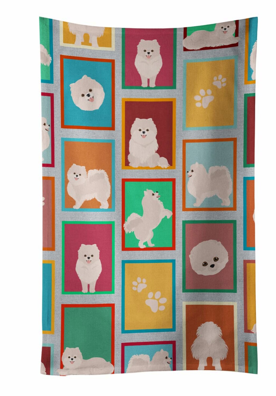 White Pomeranian Kitchen Towel Set