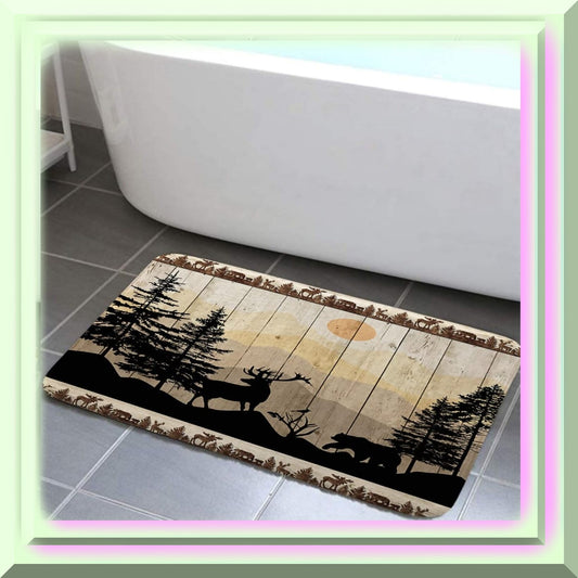 Rustic Forest Animal Bath Rug 17x29