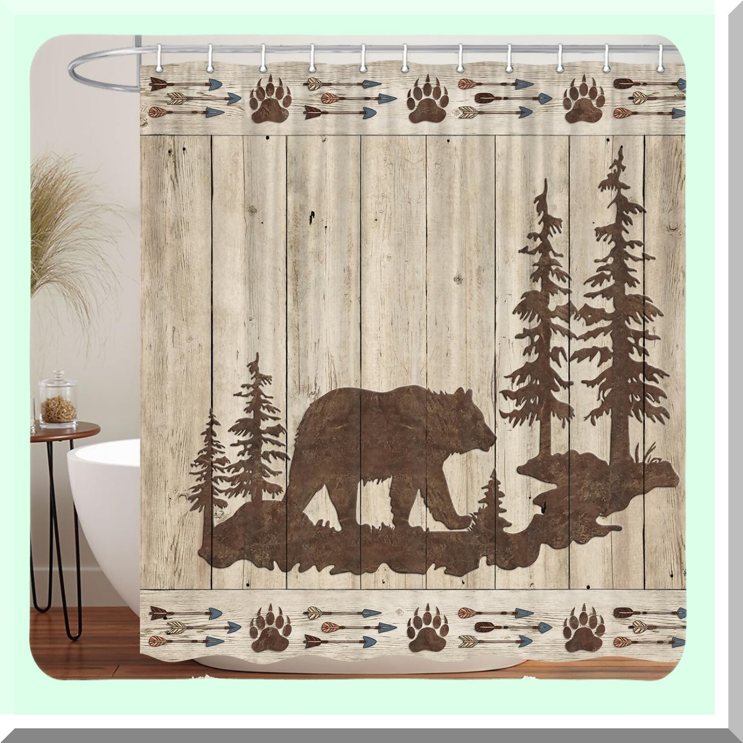 Bear Shower Curtain with 12 Hooks, 60" x 70"