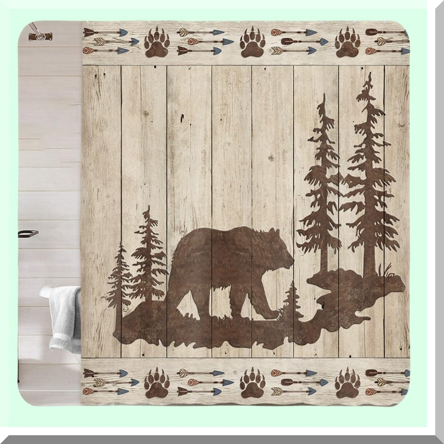 Bear Shower Curtain with 12 Hooks, 60" x 70"