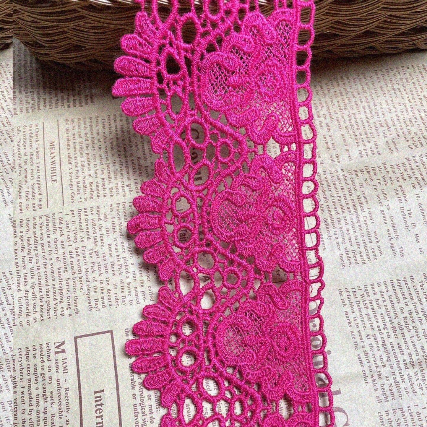 8CM Crown Pattern Inelastic Embroidery Lace Trim 4 Yards Plum