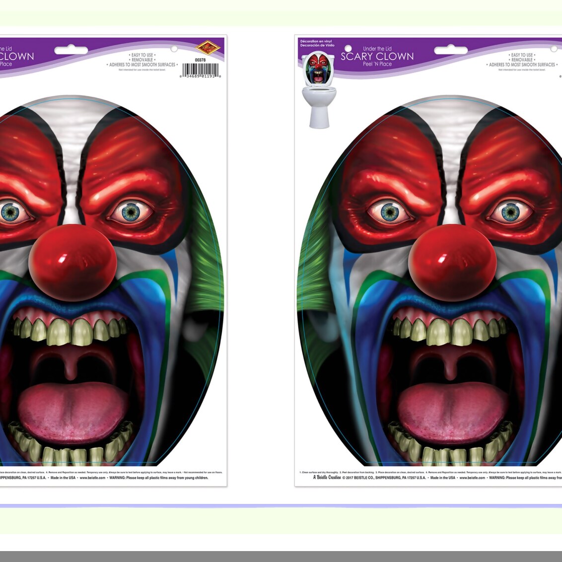 2 Piece Clown Bathroom Toilet Lid Decor Sheets 12" x 17"