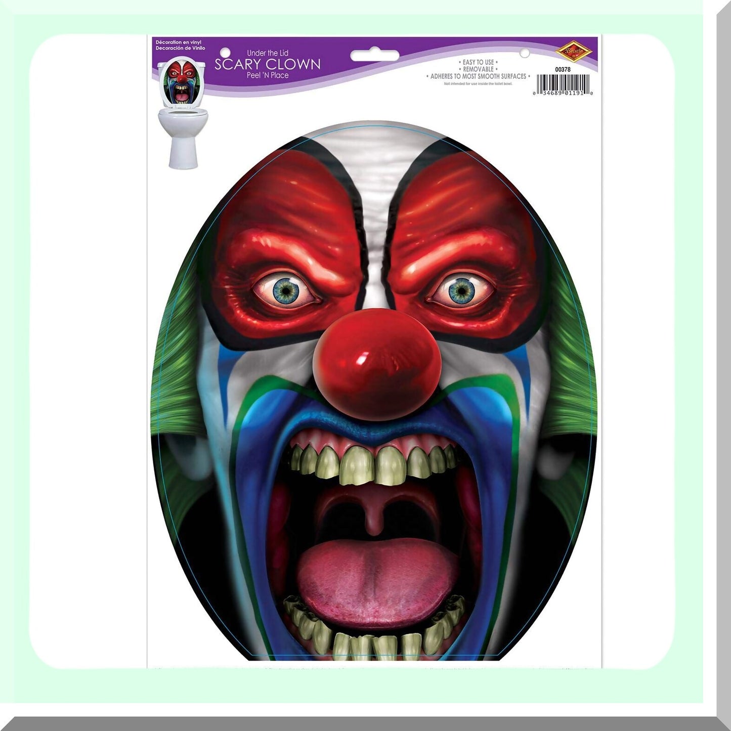 2 Piece Clown Bathroom Toilet Lid Decor Sheets 12" x 17"